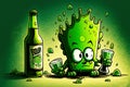 Funny green cartoon St. Patrick`s Day mascot