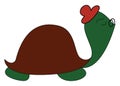 Funny cartoon turtle set on isolated white background viewed from side vector or color illustration
