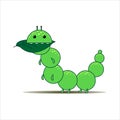 Funny Green Caterpillar Eats a Leaf. Caterpillar Destroys The Crop. Insect Pest Royalty Free Stock Photo