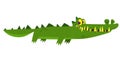 Funny green crocodile cartoon swimming. Vector illustration isolated Royalty Free Stock Photo