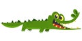 Funny green crocodile cartoon swimming. Vector illustration isolated Royalty Free Stock Photo