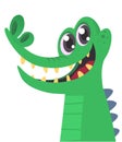 Funny green crocodile cartoon . Vector illustration for children book Royalty Free Stock Photo