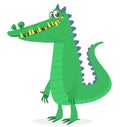 Funny green crocodile cartoon . Vector illustration for children book Royalty Free Stock Photo