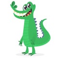 Funny green crocodile cartoon . Vector illustration for children book Royalty Free Stock Photo