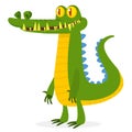 Funny green crocodile cartoon . Vector illustration for children book Royalty Free Stock Photo