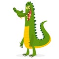 Funny green crocodile cartoon . Vector illustration for children book Royalty Free Stock Photo