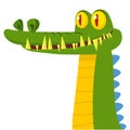 Funny green crocodile cartoon . Vector illustration for children book Royalty Free Stock Photo