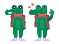 Funny Green Crocodile Character in Flat Design