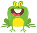 Funny green frog Cartoon character design. Vector illustration isolated Royalty Free Stock Photo