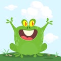 Funny green frog Cartoon character design. Vector illustration isolated Royalty Free Stock Photo