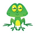 Funny green frog character in cartoon style. Vector illustration. Design for print Royalty Free Stock Photo