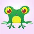 Funny green frog character in cartoon style. Vector illustration Royalty Free Stock Photo