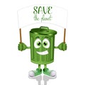Funny green garbage bin Royalty Free Stock Photo