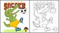 Funny green monster playing soccer Royalty Free Stock Photo