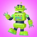 Funny green robot 3D illustration Royalty Free Stock Photo