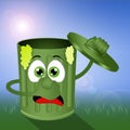 Funny green stinky garbage bin