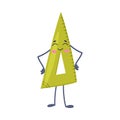 Funny Green Triangular Ruler as Office Supply Humanized Character Vector Illustration