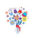 Funny greeting bouquet with daisy and tulip