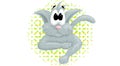 Funny grey cat in cartoon style waiting