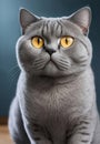 Funny grey cat looking shocked, Generative AI Illustration Royalty Free Stock Photo