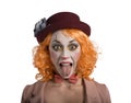 Funny Grimace clown girl girl with tongue outside Royalty Free Stock Photo