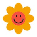 Funny groovy flower with emoji.