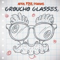 Funny Groucho Glasses for April Fools' Day in Doodle Style, Vector Illustration