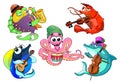 Funny group of musician sea animals