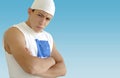 Funny guy with big muscles Royalty Free Stock Photo