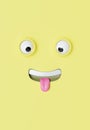 funny guy with cross-eyed stuck out his tongue, cartoon face