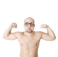 Funny guy showing his muscles Royalty Free Stock Photo