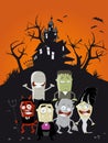 Funny halloween cartoon background