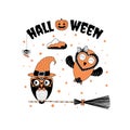 Funny Halloween owls illustration Royalty Free Stock Photo