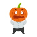 Funny Halloween pumpkin character. Festive costume for spooky party.