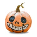 Funny halloween pumpkin made of plasticine isolated on white background Royalty Free Stock Photo