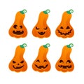 Halloween pumpkins set vector illustration. Royalty Free Stock Photo