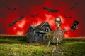 Funny Halloween Selfie, Skeleton, Haunted House