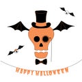 Funny Halloween skull illustration Royalty Free Stock Photo