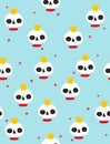 Funny Halloween Vector Pattern with Abstract Hand Drawn Skulls on a Blue Background. Royalty Free Stock Photo