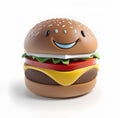 Funny hamburger character.