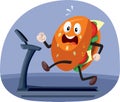 Funny Hamburger Running on a Treadmill Vector Cartoon Illustration