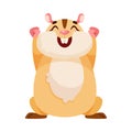 Funny Hamster Animal Enjoying and Cheering with Happy Smiling Snout Vector Illustration