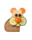 Funny hamster made of bread and vegetables