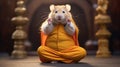 funny hamster in yoga pose meditate