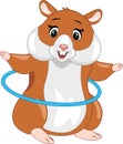 Funny hamster twists sports hoop