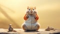 funny hamster in yoga pose meditate