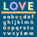 Funny hand drawn alphabet set in lowercase