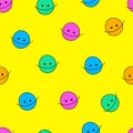 Funny hand drawn doodle illustration with cartoon smiling faces Royalty Free Stock Photo