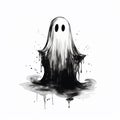 Funny Hand-Drawn Halloween Ghost with a Big Smile Royalty Free Stock Photo