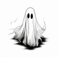 Funny Hand-Drawn Halloween Ghost with a Big Smile Royalty Free Stock Photo